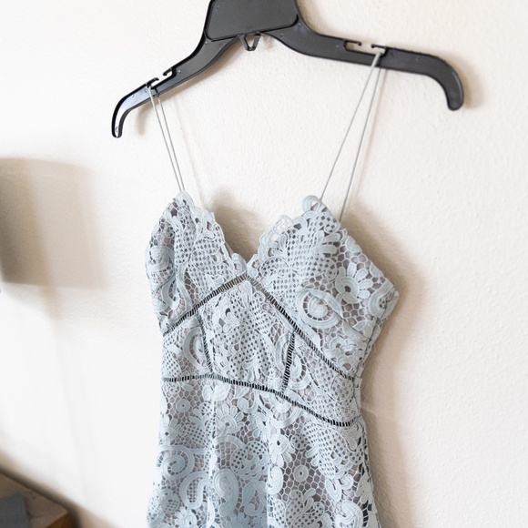 Self Portrait Paisley Vine Lace Mini Dress Icy Blue - Picture 5 of 5